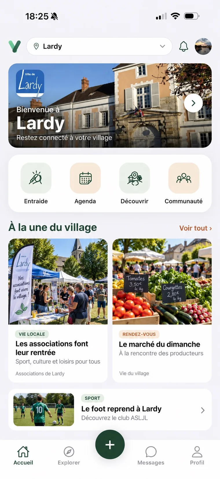 Un écran de l’application Villink