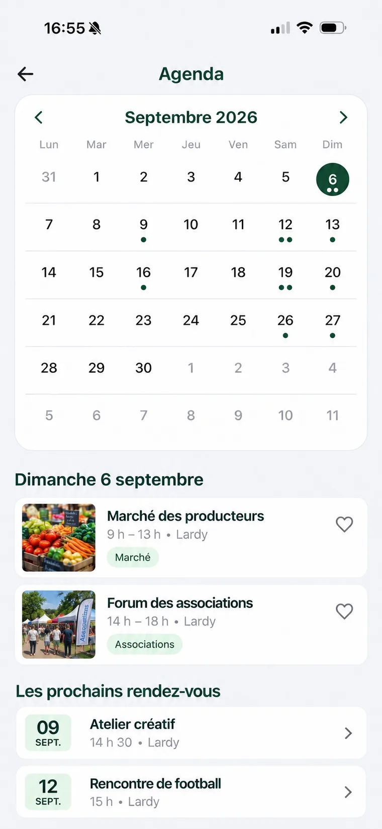 Un écran de l’application Villink