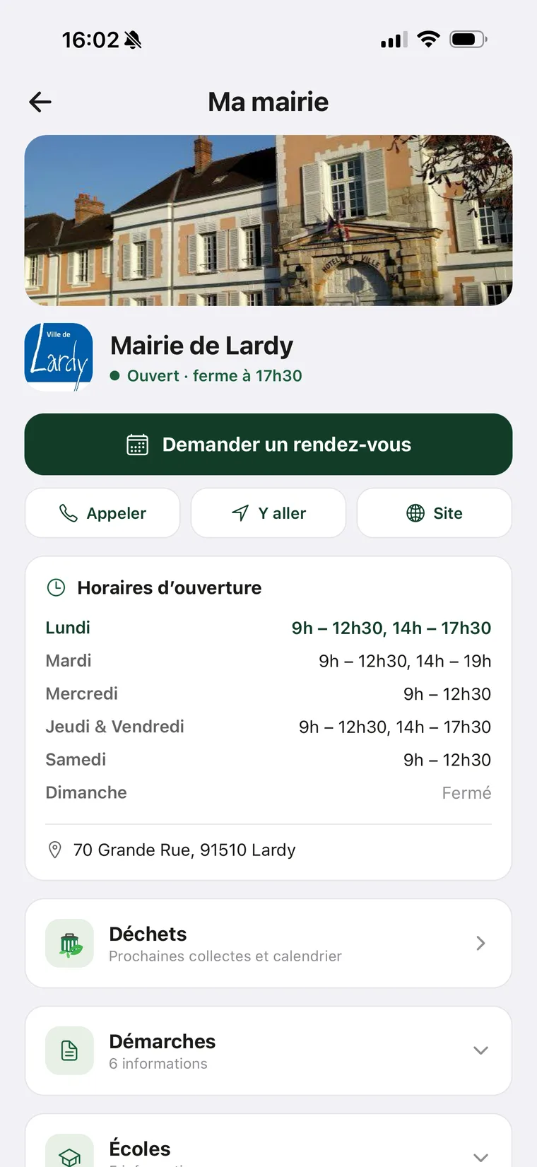 Un écran de l’application Villink